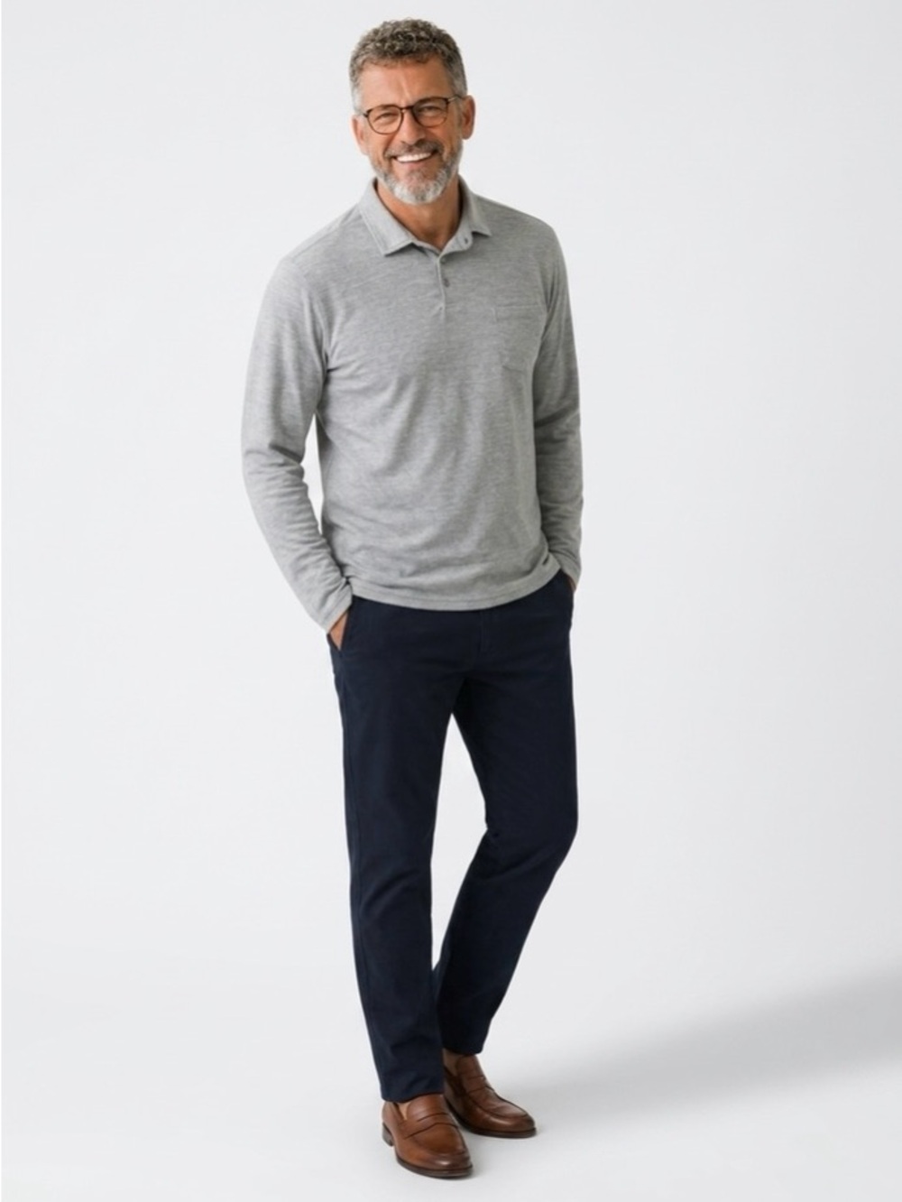 Quince ProPique Performance Long Sleeve Polo Recycled XL Pocket (09G0739)
